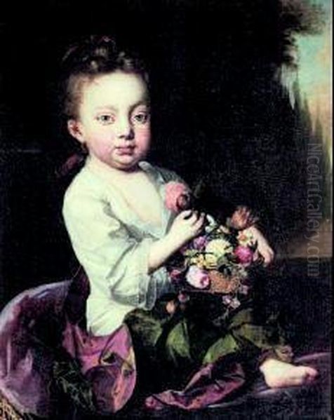 Bimba Con Cesto Di Fiori Oil Painting by Gerrit Maes