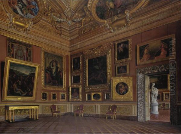 The Sala De Saturne In The Pitti Palace Oil Painting by F Maestosi