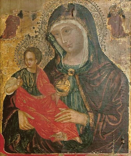 Madonna Col Bambino Benedicente Oil Painting by Maestro Del Dittico Sterbini