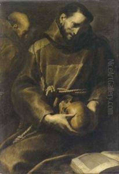 San Francesco E Il Frate Leone Oil Painting by Maestro Del San Sebastiano Monti