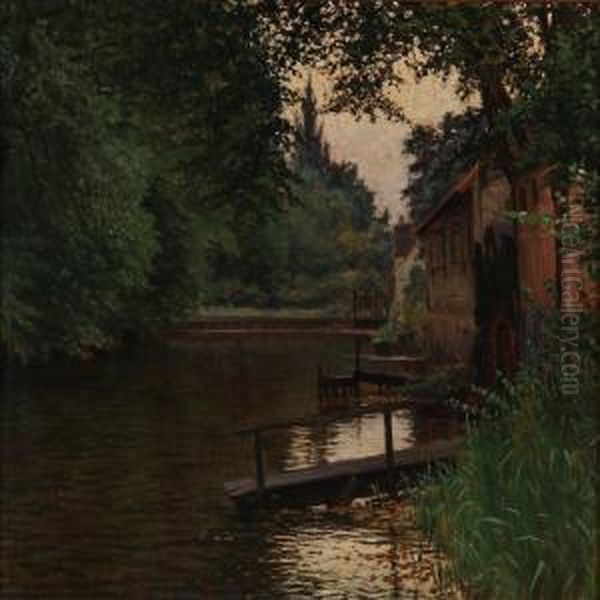 View Of A Millpond Oil Painting by Valdemar Magaard