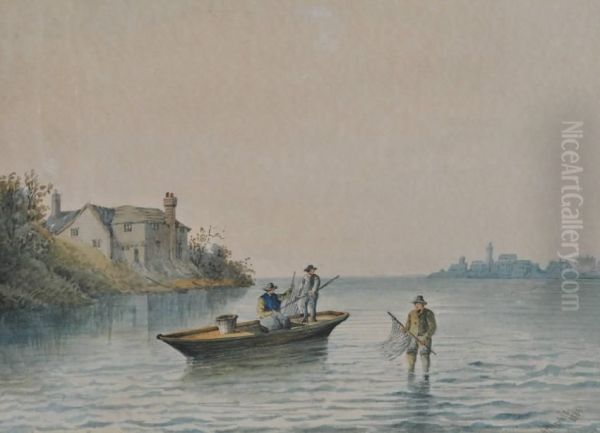 Fishermen In A Rowingboat Oil Painting by H. Magenis