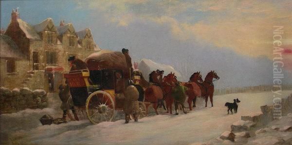 'the Hero Coach' - Summer & Winter Oil Painting by John Charles Maggs