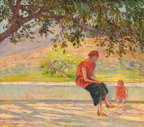 Woman With Child Oil Painting by Vassilis Magiassis