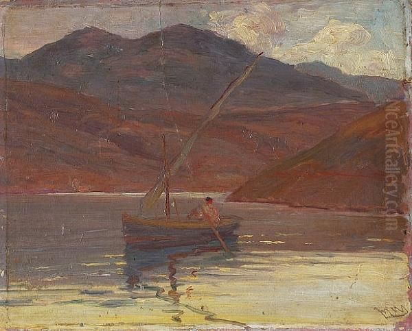 I) Fishing In Calm Waters Signed With Initials 'bm' (lower Right) Ii) Landscape Oil Painting by Vassilis Magiassis