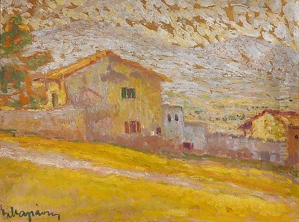 Village House Oil Painting by Vassilis Magiassis