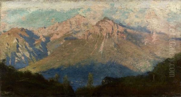 Veduta Del Lago Di Lecco - 1902 Oil Painting by Emilio Magistretti