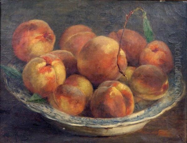 Nature Morte Aux Peches Oil Painting by Desire Alfred Magne