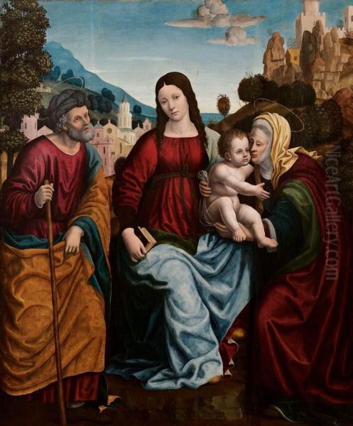 Sacra Famiglia E Sant'anna Oil Painting by Cesare Magni