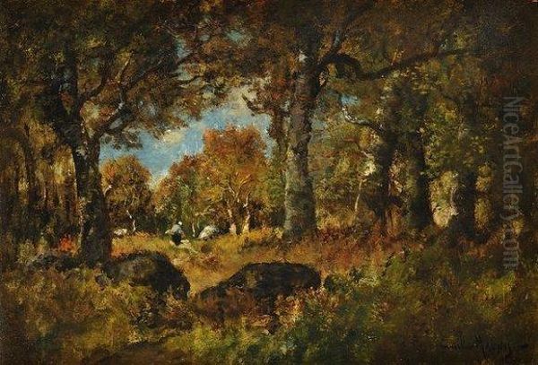 Paysanneen Foret De Fontainebleau Oil Painting by Camille Magnus