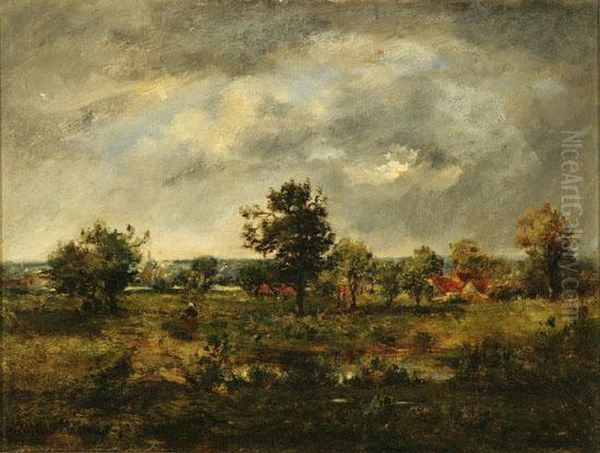 Barbizon Landscape Oil Painting by Camille Magnus