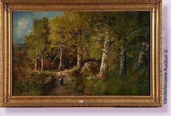 Jeune Fagotiere En Foret Oil Painting by Camille Magnus