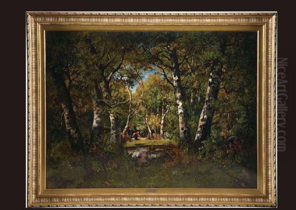 Sous-bois En Foret De Fontainebleau Oil Painting by Camille Magnus