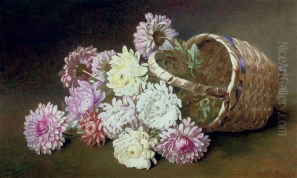 Spring Flowers Tumbling Out Of A Basket Oil Painting by Berthe Maguire