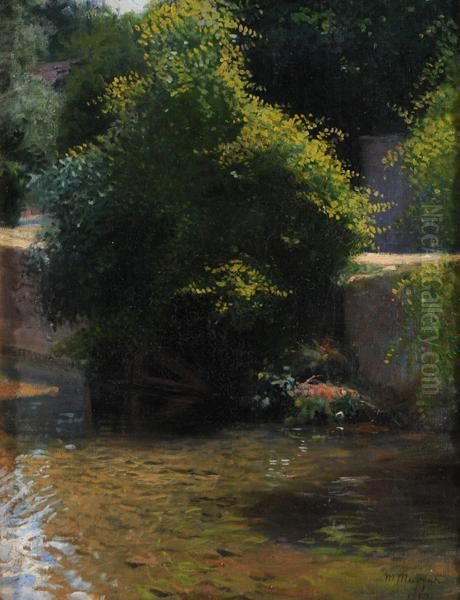 Scorcio Fluviale Oil Painting by Marie Magyar Mannheimer