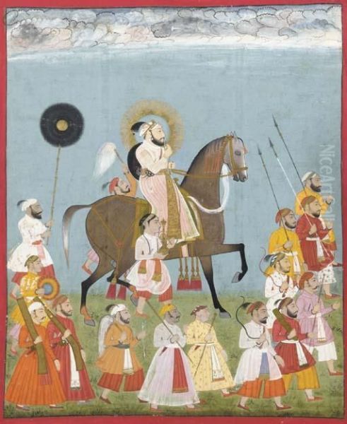 India, Mewar Oil Painting by Maharana Sangram Singh Ii