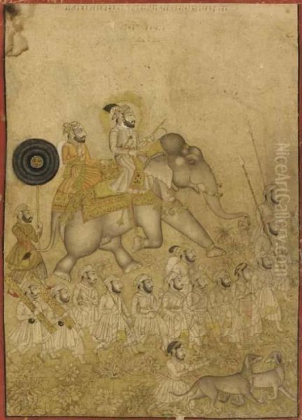 India, Mewar, Udaipur Oil Painting by Maharana Sangram Singh Ii