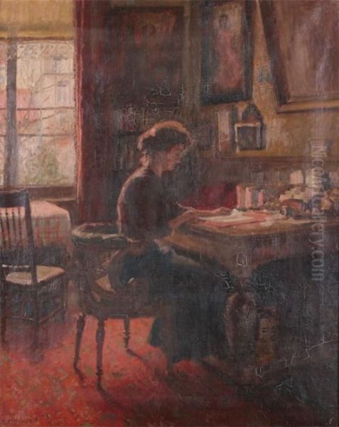 At The Office Oil Painting by Eugene Mahaux