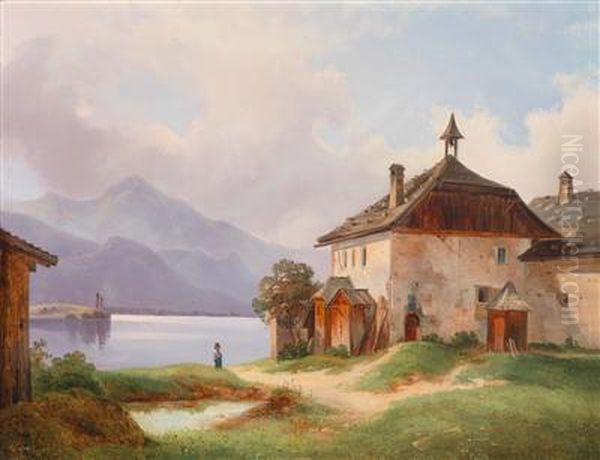 Idylle Am Wolfgangsee Oil Painting by Edmund Mahlknecht