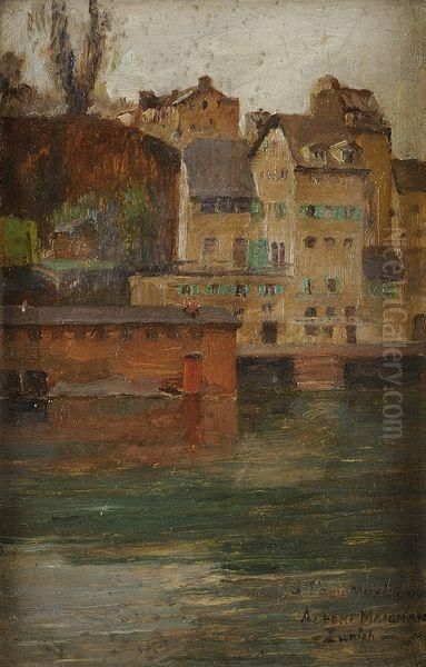 Vue De Zurich Oil Painting by Albert Pierre Rene Maignan