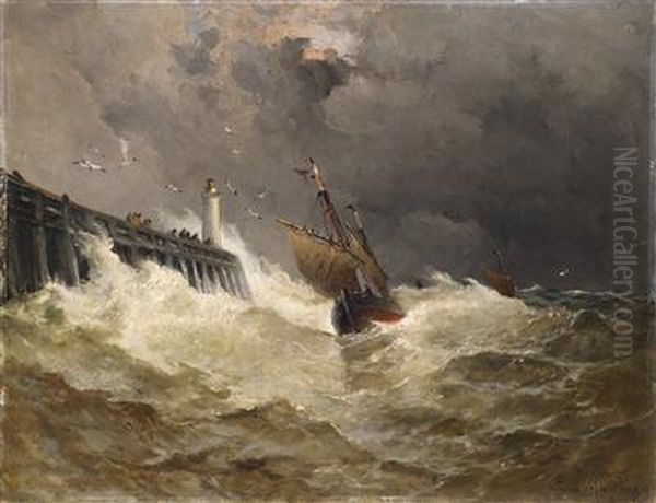 Stormy Sea Oil Painting by Emile Maillard