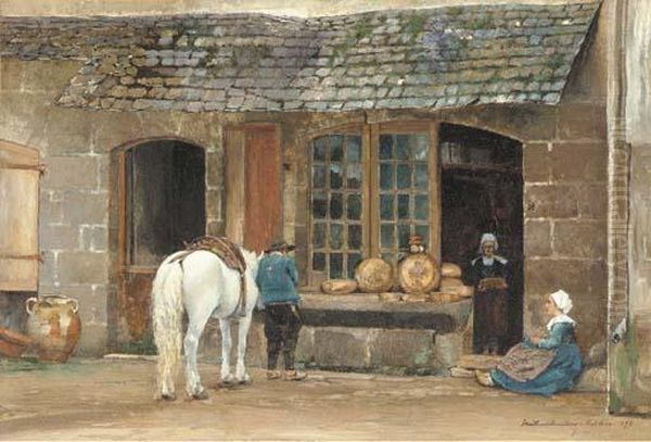 A Baker's Shop, Pont-aven, Brittany Oil Painting by David Maitland Armstrong