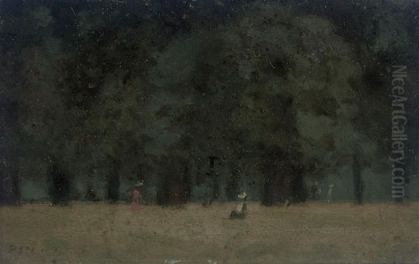 Figures Under The Trees, Evening, Kensington Gardens Oil Painting by Paul Fordyce Maitland