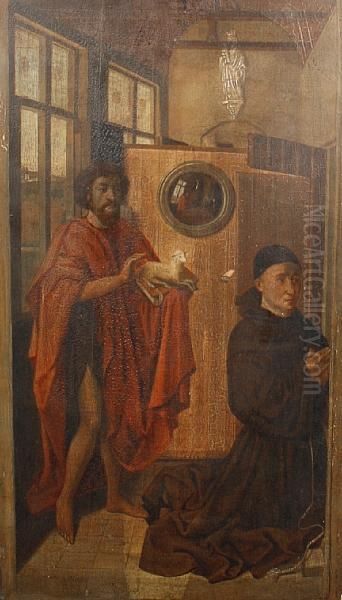 Heinrich Von Werl And St. John Thebaptist Oil Painting by Maitre De Flemalle