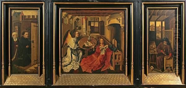 The Merode Altarpiece Oil Painting by Maitre De Flemalle