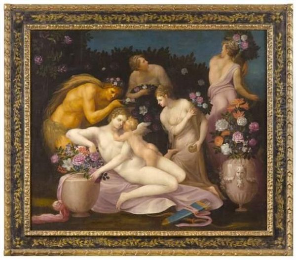 Venus, Cupidon Et Les Graces Oil Painting by Maitre De Flore