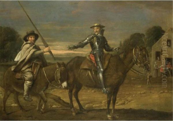 Don Quixote And Sancho Panza Oil Painting by Maitre Des Corteges