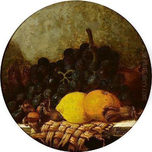 Still Life Studies Of Fruit And Nuts Oil Painting by Henry A. Major