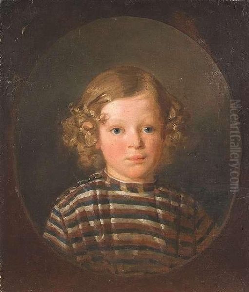 Portrait Of A Child As Half-length Portrait Oil Painting by Ivan Koz'Mic Makarov