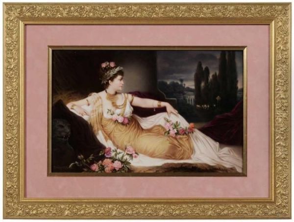 Kpm Porcelain Plaque Oil Painting by Hans Makart