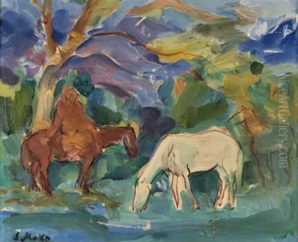 Cavaliere Et Chevaux Sous Un Arbre by Sergej Alexandrow. Mako