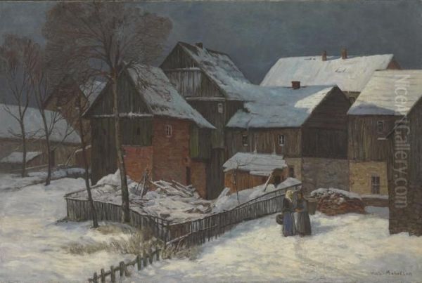 Georgian Winter Oil Painting by Vartan Makokian