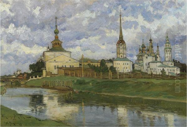 View Of Solikamsk Oil Painting by Aleksander Vladimirovich Makovskii