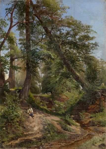 Summer Woodland Oil Painting by Nikolai Egorovich Makovsky