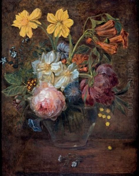 Bouquet De Fleurs Dans Un Vase Oil Painting by Joseph Laurent Malaine