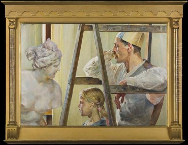 In Artist's Atelier Oil Painting by Jacek Malczewski