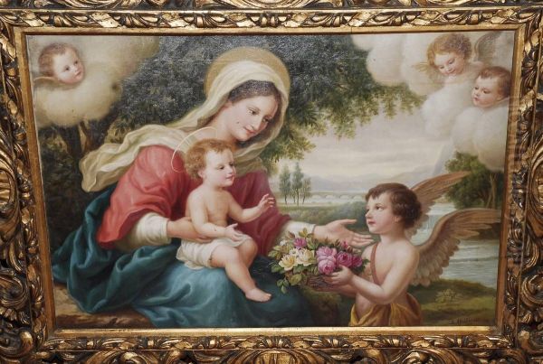 Madonna Con Bambino E Angelo Oil Painting by Salvatore Maldarelli