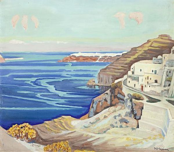 Santorini Oil Painting by Konstantinos Maleas