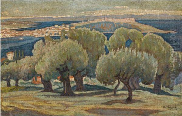 Olive Trees, Mytilini Oil Painting by Konstantinos Maleas