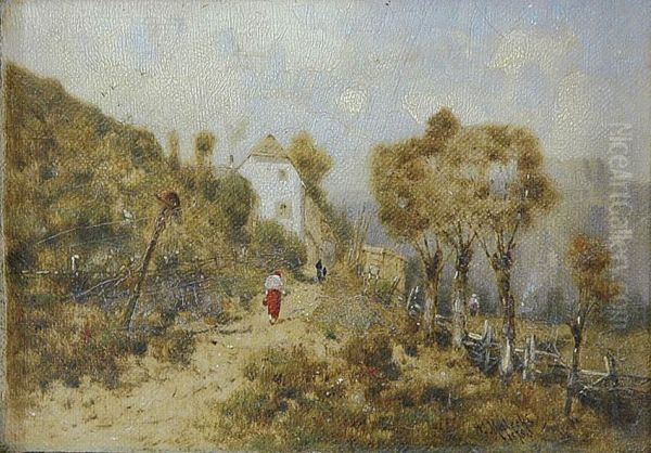 Pejzaz Gorski Z Wioska Oil Painting by Wladyslaw Aleksander Malecki