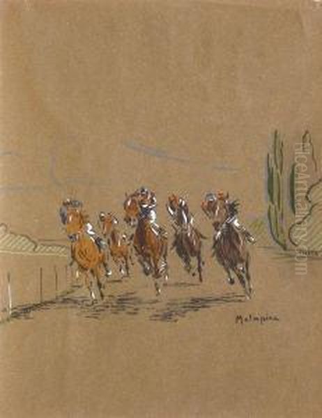 Course De Chevaux, Le Virage. by Louis-Ferdinand Malespina