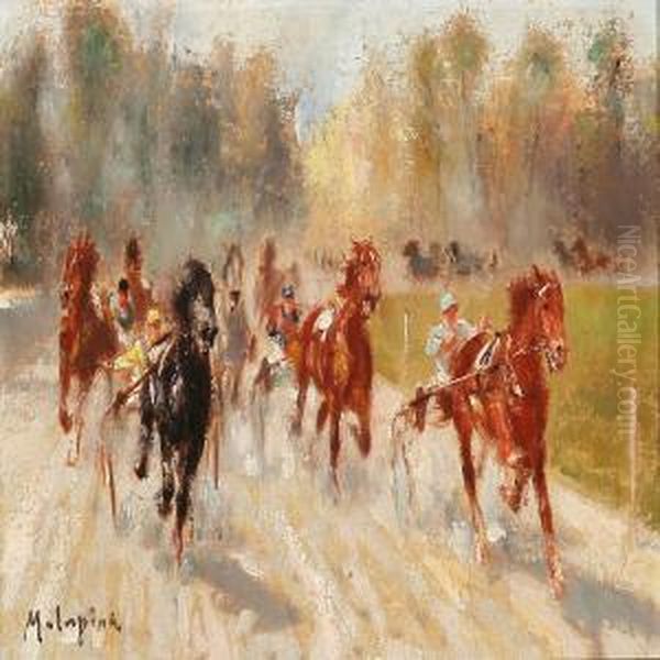 Trotting Race Oil Painting by Louis-Ferdinand Malespina