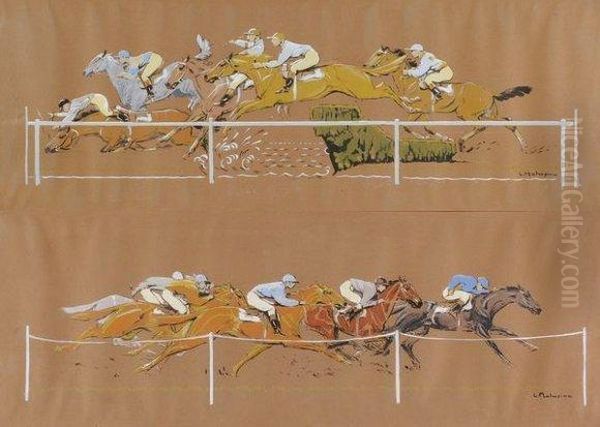 Course De Galop Et Course De Haies Oil Painting by Louis-Ferdinand Malespina