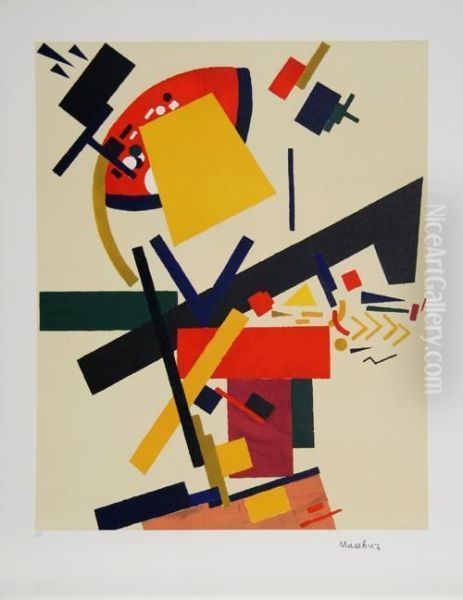 Untitled Suprematist Composition Oil Painting by Kasimir Sevrinovitch Malevich