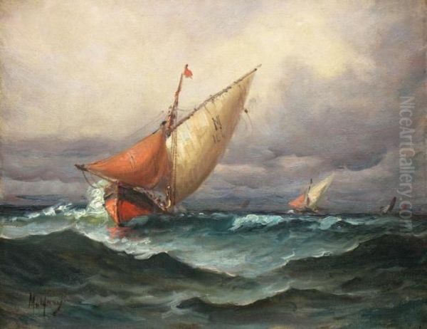 Bateau De Peche En Mediterranee Oil Painting by Charles Malfroy