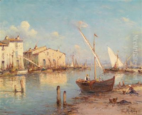 Fishing Harbour In The South Of France Oil Painting by Charles Malfroy